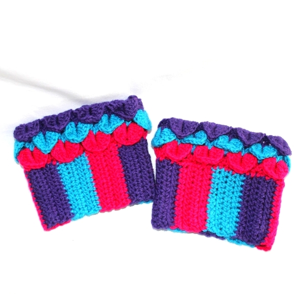 👢NEW Boot Cuffs Women's Large Cottagecore Crochet HAND CRAFTED - Picture 1 of 4